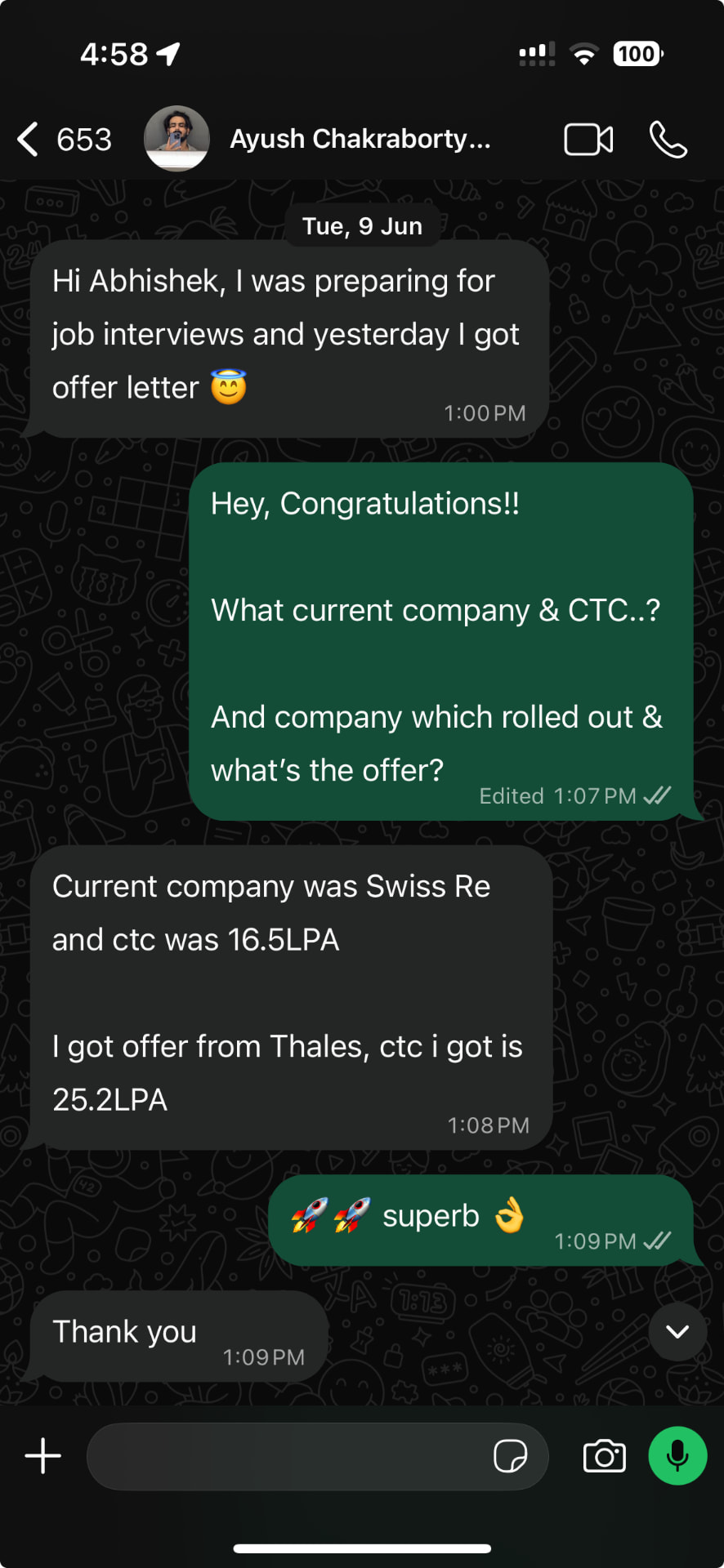 Ayush Chakraborty's Cracckify success message