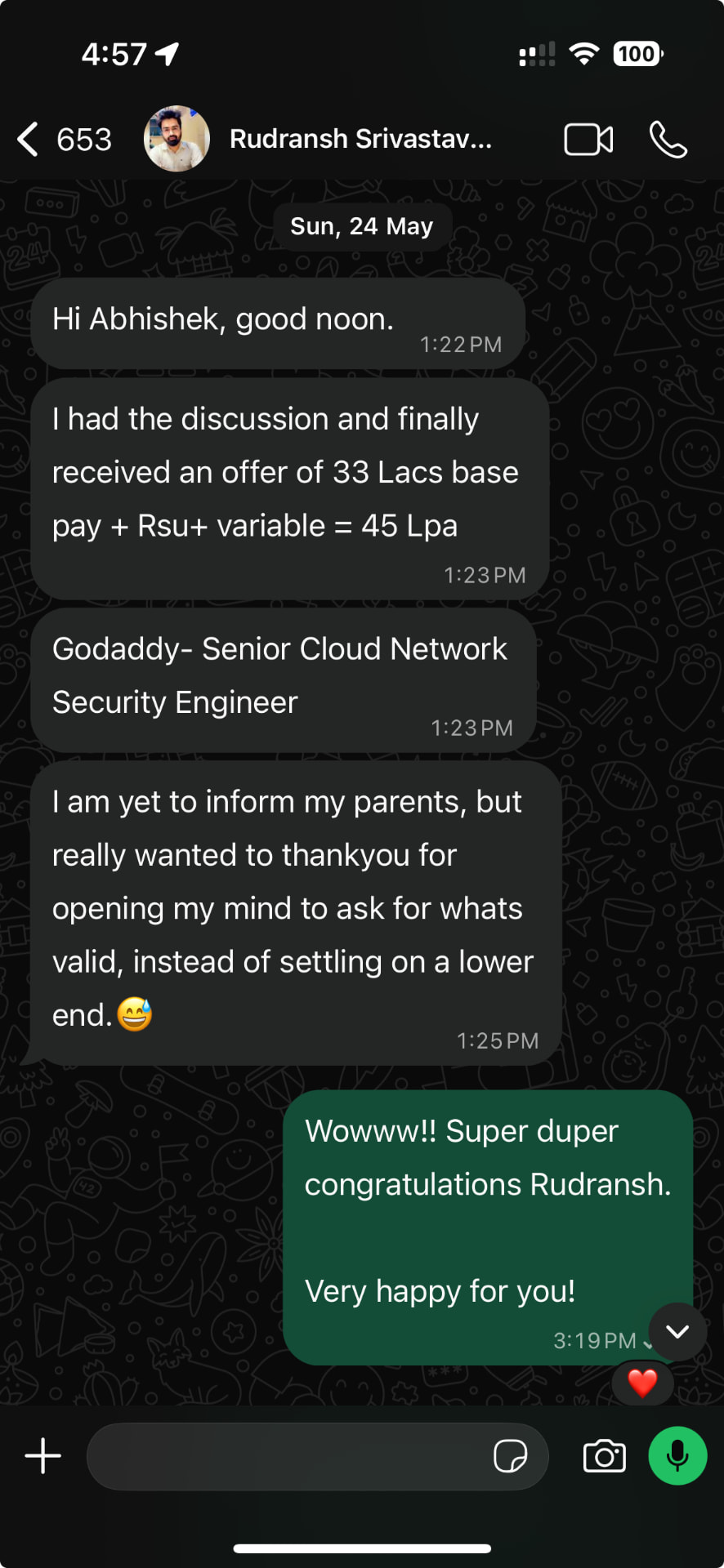 Rudransh Srivastava's Cracckify success message