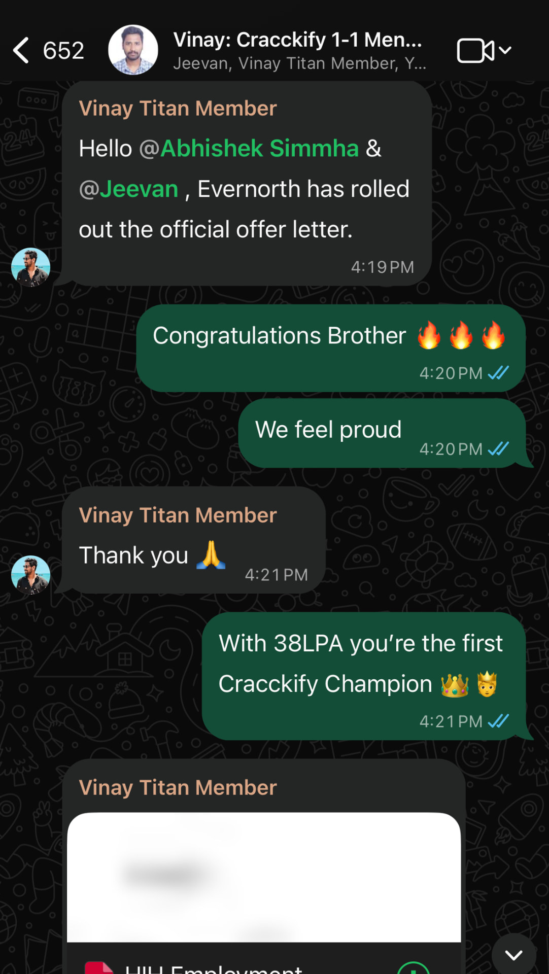 Vinay's Cracckify success message