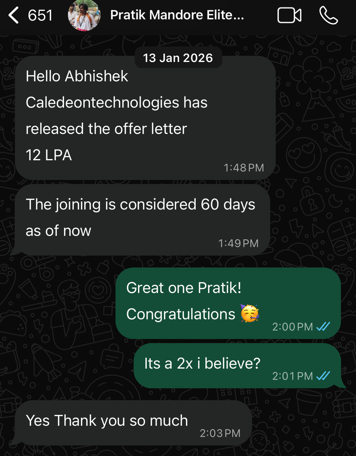 Pratik Mandore's Cracckify success message